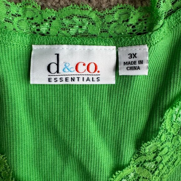 D Co Y2K Babydoll Top Lace Trim Ribbed Tank Top Womens 3X V Neck Fitted Vintage - Picture 5 of 7